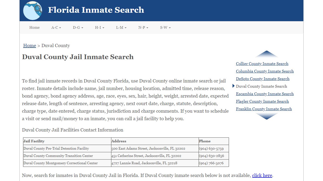 Duval County FL Jail Inmate Search